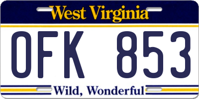 WV license plate OFK853