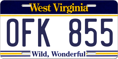 WV license plate OFK855