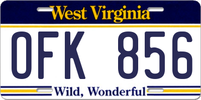 WV license plate OFK856