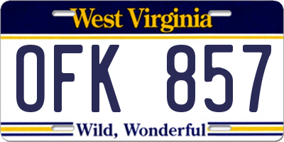 WV license plate OFK857