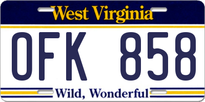 WV license plate OFK858