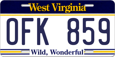 WV license plate OFK859