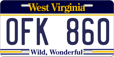 WV license plate OFK860