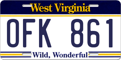 WV license plate OFK861