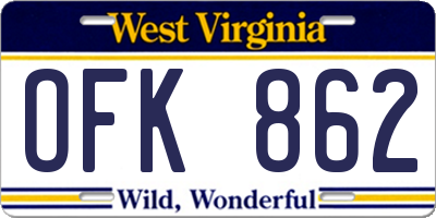 WV license plate OFK862