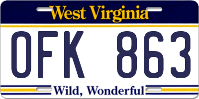 WV license plate OFK863