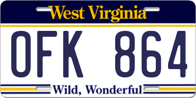 WV license plate OFK864