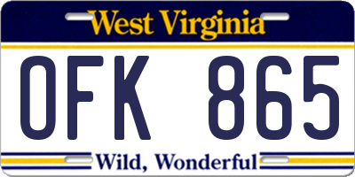 WV license plate OFK865