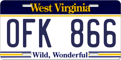 WV license plate OFK866