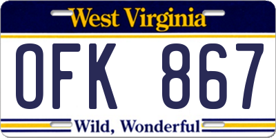 WV license plate OFK867