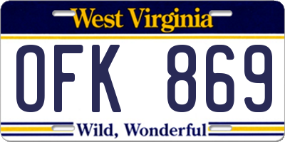 WV license plate OFK869