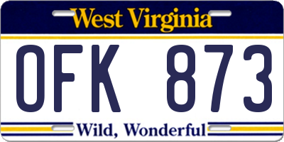 WV license plate OFK873