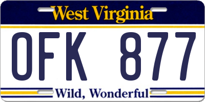 WV license plate OFK877