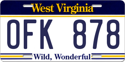 WV license plate OFK878