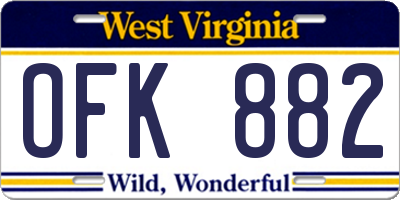 WV license plate OFK882