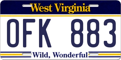 WV license plate OFK883