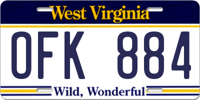 WV license plate OFK884