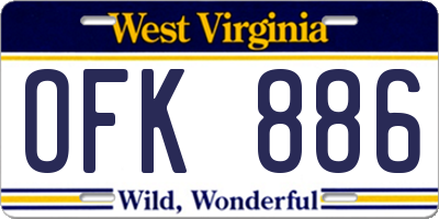 WV license plate OFK886