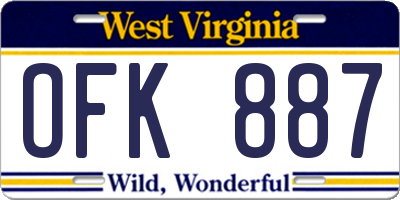 WV license plate OFK887