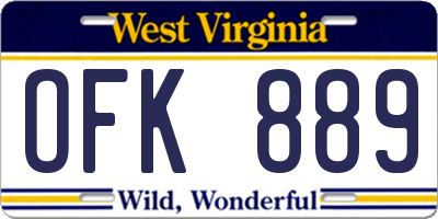 WV license plate OFK889