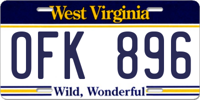 WV license plate OFK896