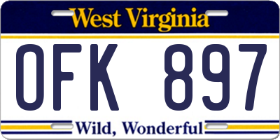 WV license plate OFK897