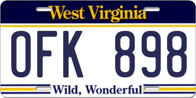 WV license plate OFK898