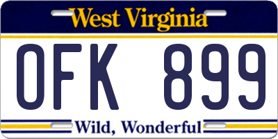 WV license plate OFK899