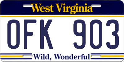 WV license plate OFK903
