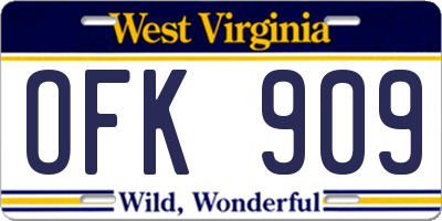 WV license plate OFK909