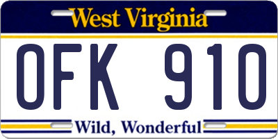 WV license plate OFK910
