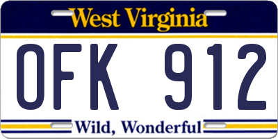 WV license plate OFK912