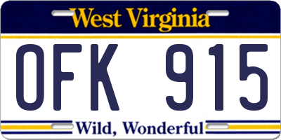 WV license plate OFK915