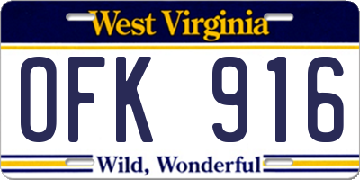 WV license plate OFK916