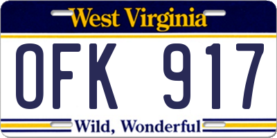 WV license plate OFK917