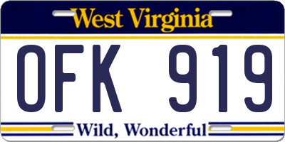 WV license plate OFK919