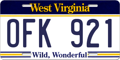 WV license plate OFK921