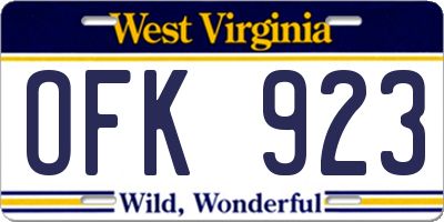 WV license plate OFK923