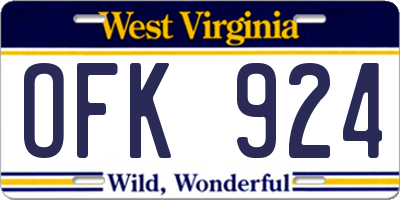 WV license plate OFK924