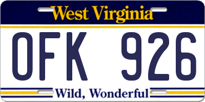 WV license plate OFK926