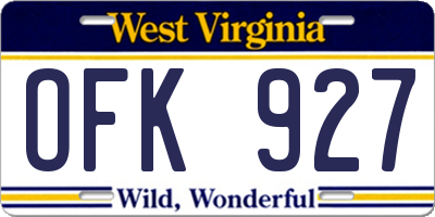 WV license plate OFK927