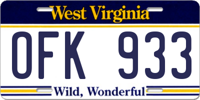WV license plate OFK933
