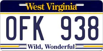 WV license plate OFK938