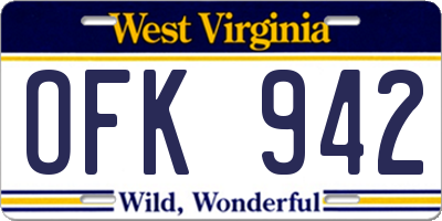 WV license plate OFK942