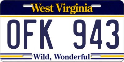 WV license plate OFK943