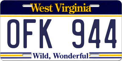WV license plate OFK944