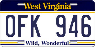 WV license plate OFK946