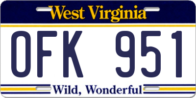 WV license plate OFK951
