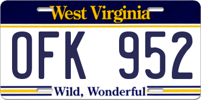 WV license plate OFK952