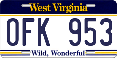 WV license plate OFK953